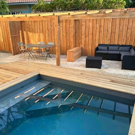 Charmante Maison Aux Abatilles-piscine-8 Pers Ferienhaus Arcachon